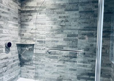Newly installed, tiled bathroom - sanitary ware from Easy Bathrooms