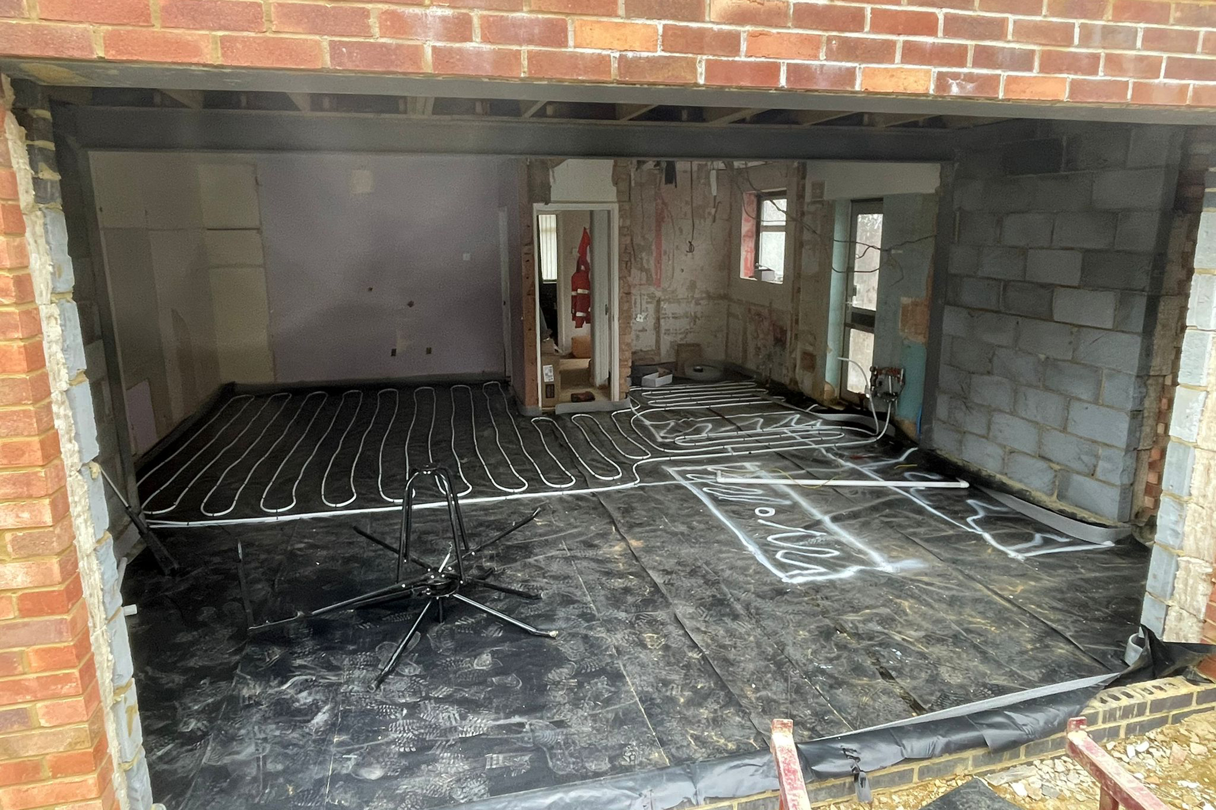 Luxury bathroom installation in northampton using large format italian 'marble effect' porcelain wall and floor tiles